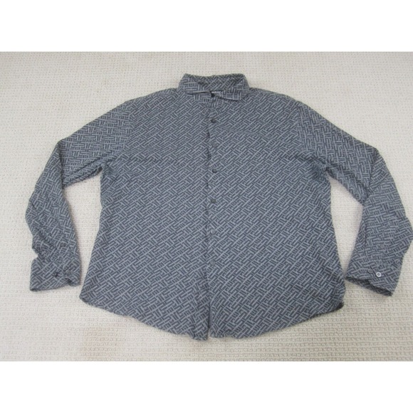 Murano Shirt Mens XL Gray Geometric Casual Long Sleeve‎ Button Down Luxury Slim - Picture 1 of 9